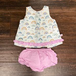 Ruffle Butts Chasing Rainbows Swing Top and Lilac Bloomers Size 12-18mo